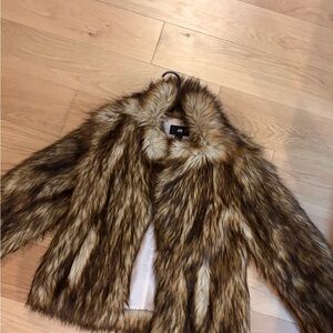 H&M Faux Fur Jacket in Brown and Black
